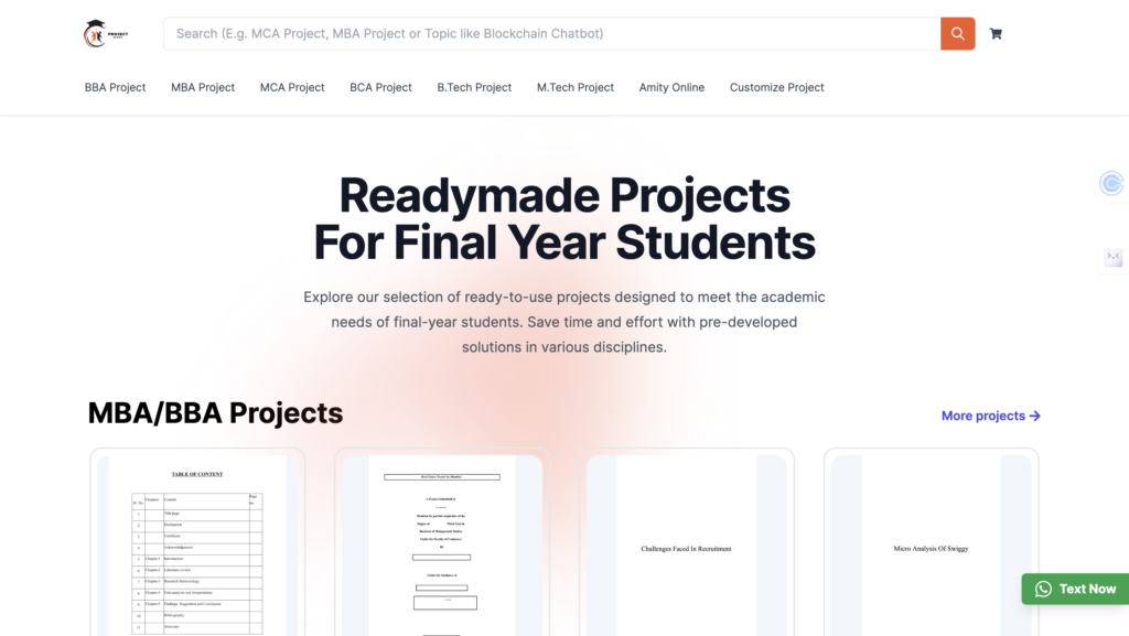 Readymade Projects For Final Year Students